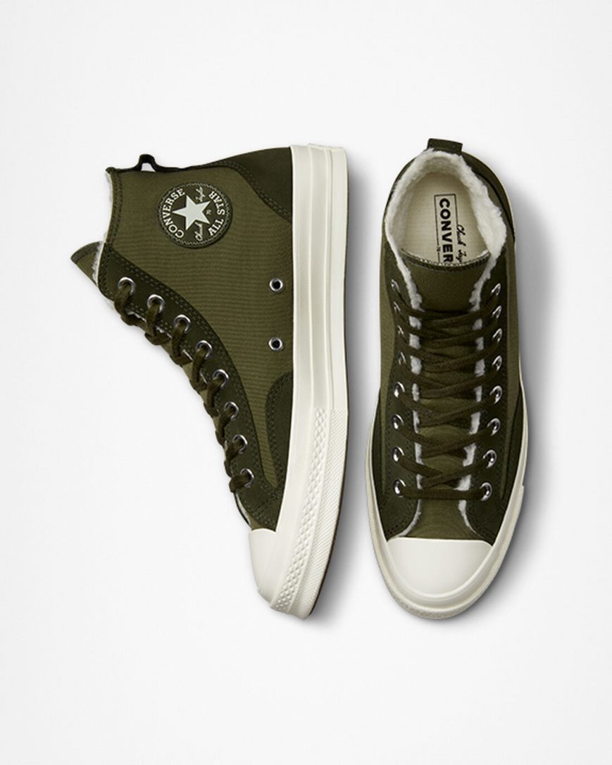 Pánské Boty Vysoké Converse Chuck 70 Podšité Colorblock Olivy Zelené Zelene | CZ BAN3145